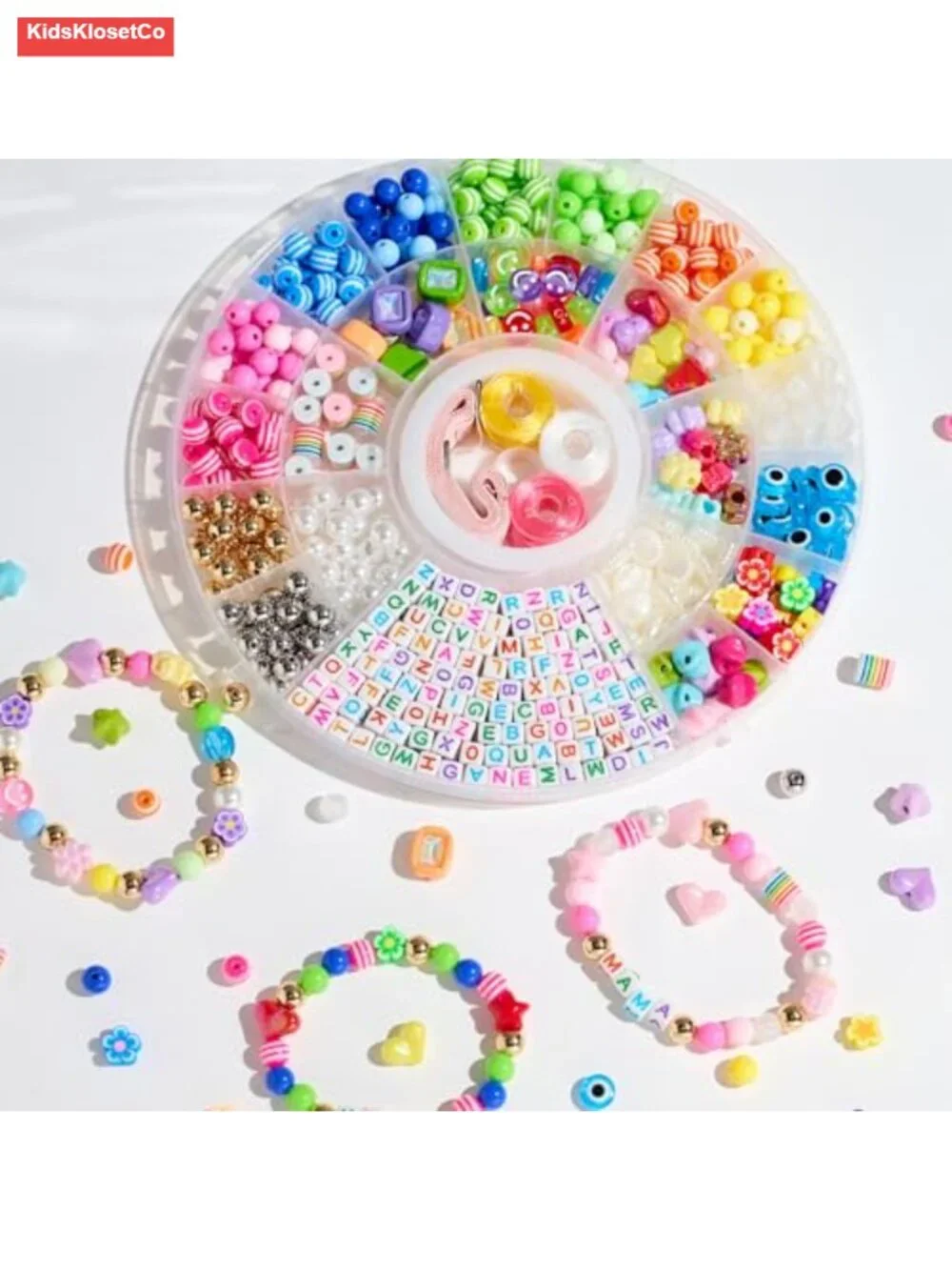 594Pcs DIY Bracelet Making Kit with Letter Flower Heart Beads, Friendship - Picture 2 of 5